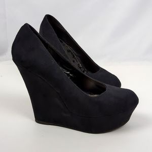 BRASH Women's Black Suede Wedge Heels Size 8